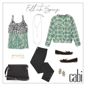 NWT CAbi #5732 Hobnob Two Tier Cami Green/Black XS